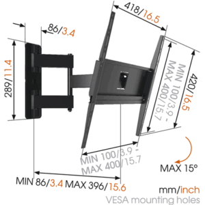 Vogels | Wall mount | MA3040-A1 | Full Motion | 32-65 " | Maximum weight (capacity) 25 kg | Black - Image 6