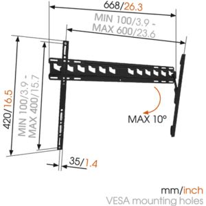Vogels | Wall mount | MA4010-A1 | Tilt | 40-65 " | Maximum weight (capacity) 60 kg | Black - Image 5