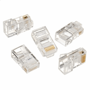 Modular plug 8P8C for solid LAN cable CAT5, UTP, 10 pcs. per bag | Modular 8P8C RJ45 plug, 30u” gold plated, 3-fork internal contacts for use with solid LAN cables - Image 2