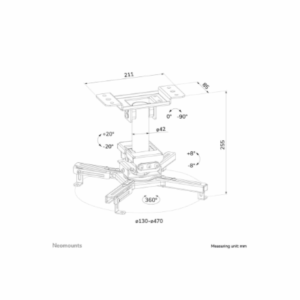 Neomounts Ceiling mount | CL25-530BL1 Beamer ceiling mount | Rotate, Tilt, Swivel | Maximum weight (capacity) 45 kg | Black - Image 21