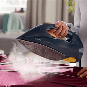 Philips DST7060/20 7000 Series | Steam Iron | 3000 W | Water tank capacity 300 ml | Continuous steam 55 g/min | Steam boost performance 250 g/min | Blue/Yellow - Image 4
