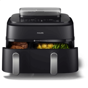 Philips | Dual Basket Airfryer | NA551/00 5000 Series | Power 2750 W | Capacity 9 L | RapidAir Plus and Air Steam | Black - Image 4