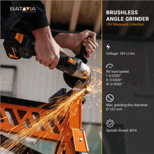 Batavia B.V. 18V Cordless Brushless Angle Grinder | 125 mm - Image 6