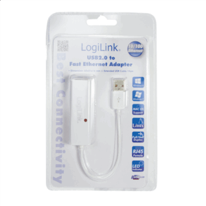 Logilink | Fast Ethernet USB 2.0 to RJ45 Adapter: | 0.115 m | White | USB-A to RJ45 - Image 2