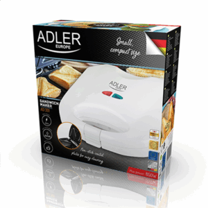 Adler | Sandwich maker | AD 301 | 750 W | Number of plates 1 | Number of pastry 2 | White - Image 2