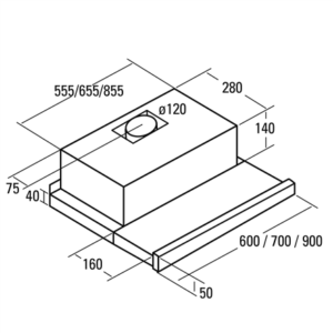 CATA | Hood | TF 2003 600 GBK | Telescopic | Energy efficiency class C | Width 60 cm | 390 m³/h | Mechanical control | LED | Black Glass - Image 2