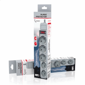 Gembird SPG3-B-6C Viršįtampių apsauga, 5 Schuko lizdai, 1,8 m, pilka - Image 2