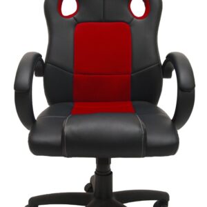 Topeshop FOTEL ENZO raudonos ir juodos spalvos biuro kėdė Paminkštinta sėdynė Paminkštinta nugaros atrama - Image 2