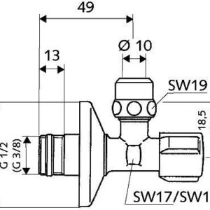 Kampinis ventilis 049070699, 1/2" x 10 mm - Image 2