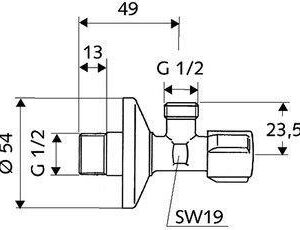 Kampinis ventilis 052170699, 1/2" išoriniai sriegiai - Image 3