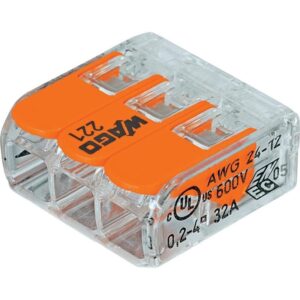 Laidų jungė Wago 221-413/5 3X0,02–4 mm², 450 V, 5 vnt.