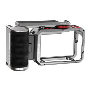 Titanium expansion cage with handle and additional Puluz connections for DJI Osmo Action 6