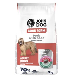 JOHN DOG Good Form Medium and large breeds Pork with beef - sausas maistas šunims - 3kg
