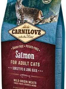 Carnilove Salmon Adult Cat Sensitive & Long Hair sausas pašaras katėms, 6 kg