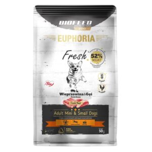 EUPHORIA Fresh Adult Pork with goose XS/S - sausas maistas šunims - 50g