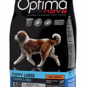 Optima Nova Dog Puppy Large Chicken & Rice sausas pašaras šunims iki 1 metų, 12 kg