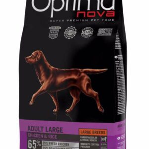 Optima Nova Dog Adult Large Chicken & Rice sausas pašaras šunims, 12 kg