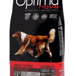 Optima Nova Dog Adult Active sausas pašaras aktyviems šunims, 12 kg