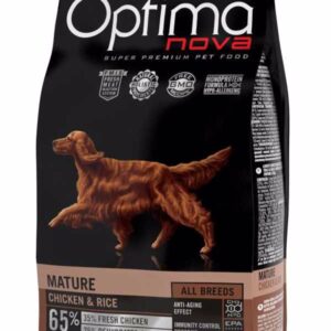 Optima Nova Dog Mature Chicken & Rice sausas pašaras vyresniems šunims, 12 kg