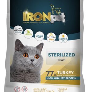 Sausas kačių maistas IRONpet Cat Sterilized Turkey su kalakutiena, 2 kg, 1 vnt.