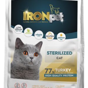 Sausas kačių maistas IRONpet Cat Sterilized Turkey su kalakutiena, 12 kg, 1 vnt.