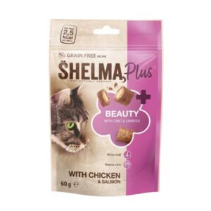 Skanėstas katėms Shelma Cat Snack Beauty GF su vištiena ir lašiša, 60 g, 8 vnt.