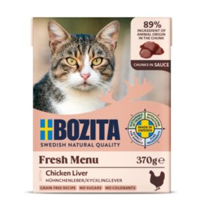 Konservai katėms Bozita Cat su vištienos kepenėlėmis, 370 g, 6 vnt.