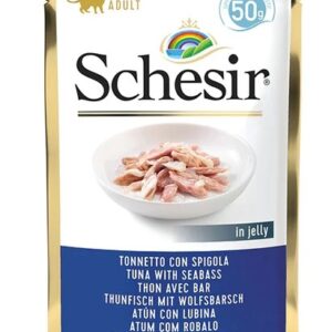 SCHESIR in jelly Tuna with seabass - šlapias kačių maistas - 50 g