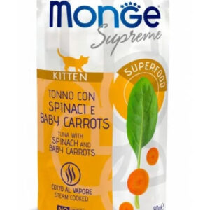 Monge SUPREME - Cat Wet Pouches Tuna with spinach and baby carrots - Kitten 80g, 1 vnt.