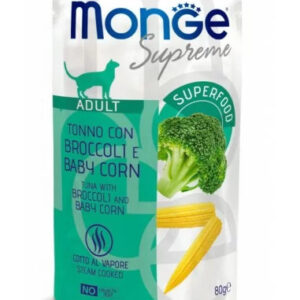 Monge SUPREME - Cat Wet Pouches Tuna with broccoli and baby corn - Adult 80g, 1 vnt.