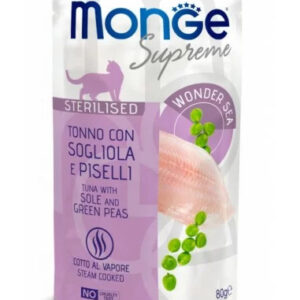 Monge SUPREME - Cat Wet Pouches Tuna with sole and green peas - Sterilised 80g, 1 vnt.