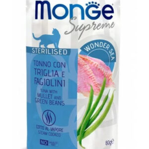 Monge SUPREME - Cat Wet Pouches Tuna with mullet and green beans - Sterilised 80g, 1 vnt.