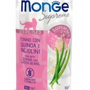 Monge SUPREME - Cat Wet Pouches Tuna with quinoa and green beans - Sterilised 80g, 1 vnt.