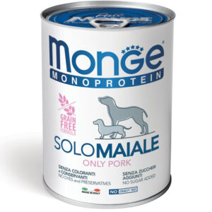 Monge Monoproteico "Solo" - Wet Dog Pate 100% PORK 400g, 1 vnt.