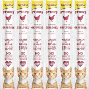 GimCat Sticks begrūdės lazdelės, su paukštiena (10 vnt), 1 vnt.