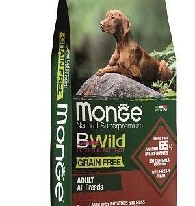Monge Dry Dog BWILD Grain Free - All Breeds Adult Lamb Potatoes Peas 12kg, 1 vnt.