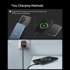 Spigen EA2205MQ Essential MagSafe Power Bank 5000MAH 22.5W QI2 Teal Blue - Image 7