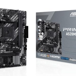 Mainboard|ASUS|AMD A520|SAM4|Micro-ATX|Memory DDR4|Memory slots 2|1xPCI-Express 3.0 1x|1xPCI-Express 3.0 16x|1xM.2|1xHDMI|2xUSB 2.0|4xUSB 3.1|2xPS/2|1xRJ45|3xAudio port|PRIMEA520M-R