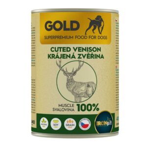 IRONpet Gold Dog Venison cut muscle elnienos raumens konservai šunims, 400 g