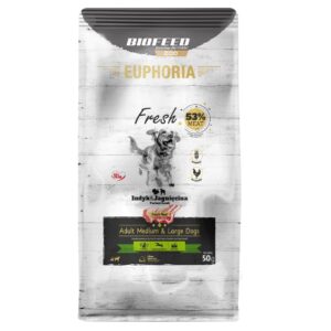 EUPHORIA Fresh Adult Turkey with lamb M/L - sausas maistas šunims - 50g