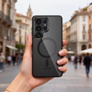 Tech-Protect MagMat MagSafe Samsung Galaxy S26 Ultra juodos spalvos/skaidrus - Image 9