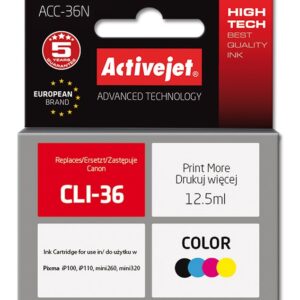 Activejet ACC-36N (Canon CLI-36 pakaitalas; Supreme; 12,5 ml; spalvotas)