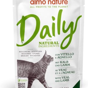 Almo Nature Daily Cat Pouch with Veal and Lamb 70g su veršiena ir ėriena, 70 g - Image 1