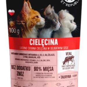 PET REPUBLIC Adult Smulkiai pjaustyta veršiena - drėgno kačių ėdalo - 100 g