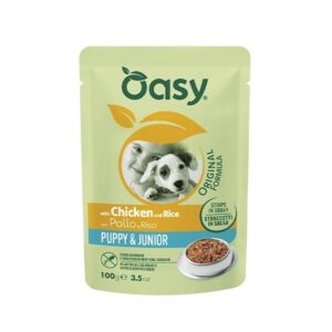 OASY Strips in Gravy Puppy & Junior with Chicken and rice - drėgnas ėdalas šunims - 100g