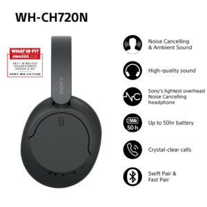 Sony WH-CH720 Laisvų rankų įranga Vielinis ir Bevielis Su lankeliu Skambučiai / muzika C tipo USB Bluetooth Juoda - Image 2