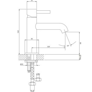 Braižyto vario spalvos praustuvo maišytuvas OMNIRES Y, Y1210NCPB - Image 2