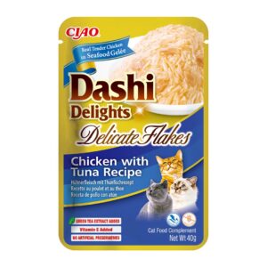 INABA CAT Dashi Delights Švelnūs Dribsniai Vištiena su Tunu - skanėstas katėms - 40g