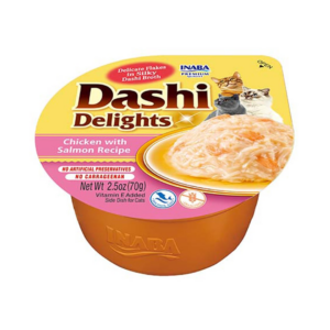 INABA Dashi Delights Chicken with salmon in broth - skanėstas katėms - 70g