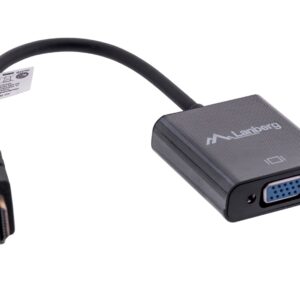 Lanberg AD-0017-BK vaizdo kabelio adapteris 0,2 m VGA (D-Sub) HDMI A tipo (standartinis) Juoda - Image 3